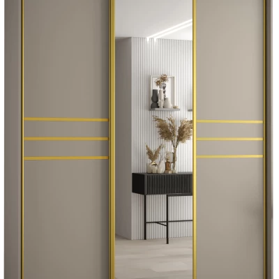 Šatní skříň INDIRA 11 - 190/60 cm, kašmír / zlatá