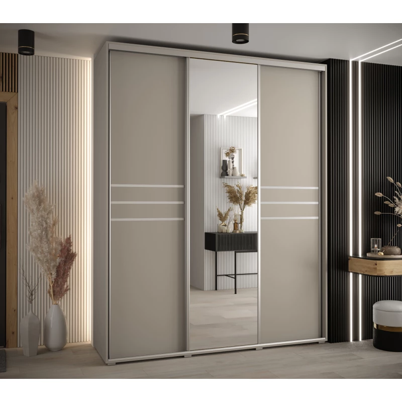 Šatní skříň INDIRA 11 - 190/60 cm, kašmír / stříbrná