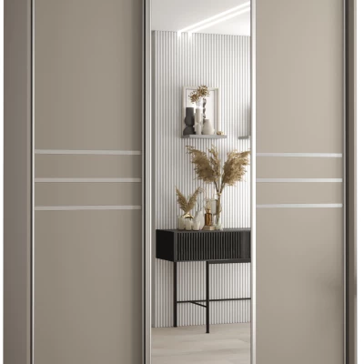 Šatní skříň INDIRA 11 - 180/60 cm, kašmír / stříbrná