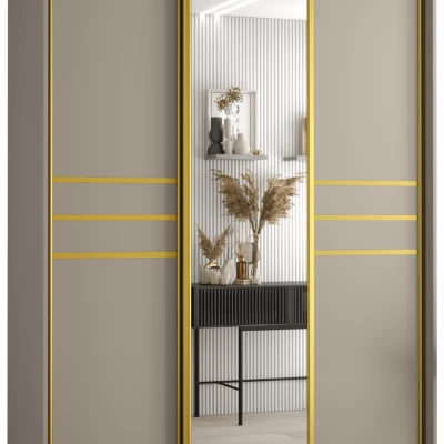 Šatní skříň INDIRA 11 - 160/60 cm, kašmír / zlatá