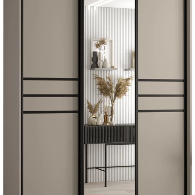 Šatní skříň INDIRA 11 - 150/60 cm, kašmír / černá