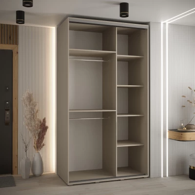 Šatní skříň INDIRA 11 - 130/60 cm, kašmír / černá