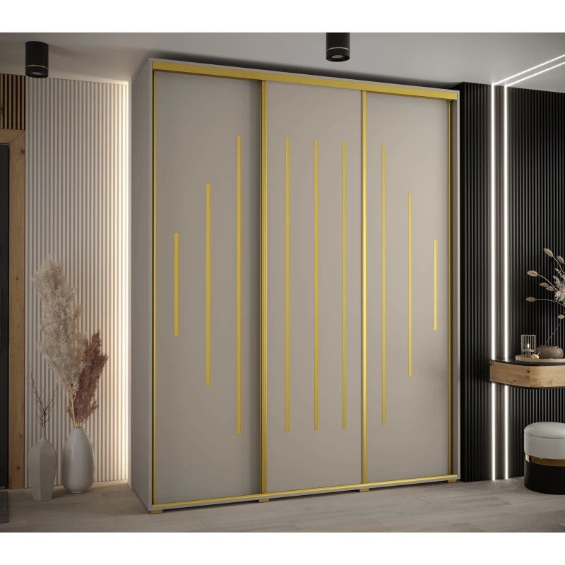 Šatní skříň INDIRA 12 - 190/60 cm, kašmír / zlatá