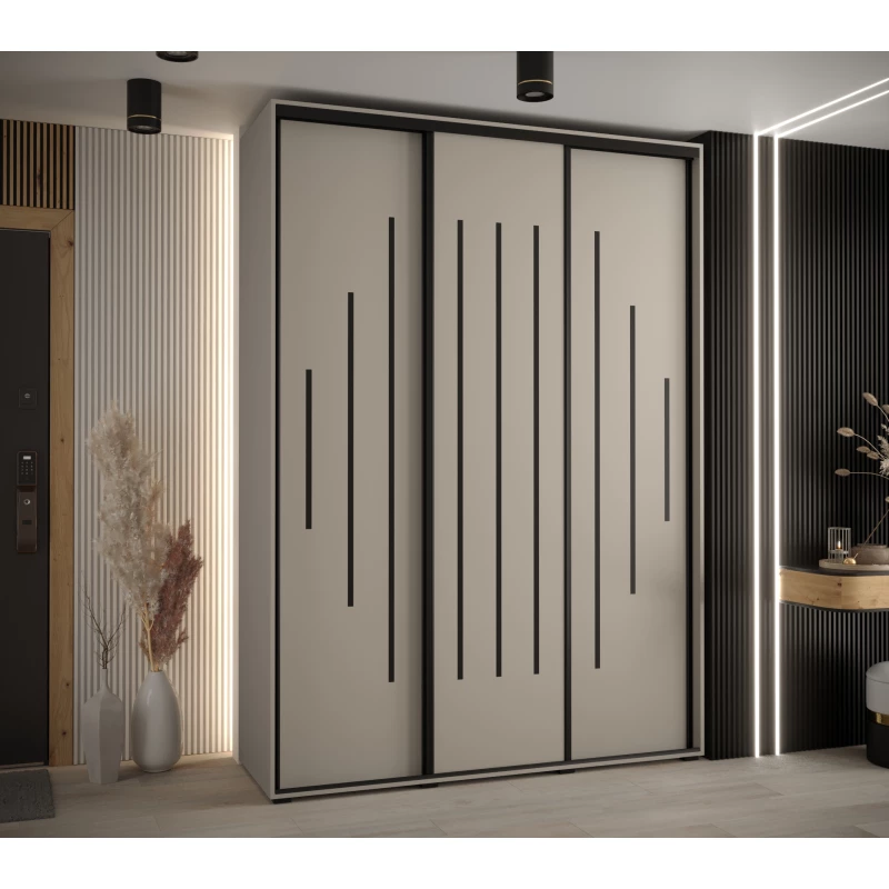 Šatní skříň INDIRA 12 - 180/60 cm, kašmír / černá