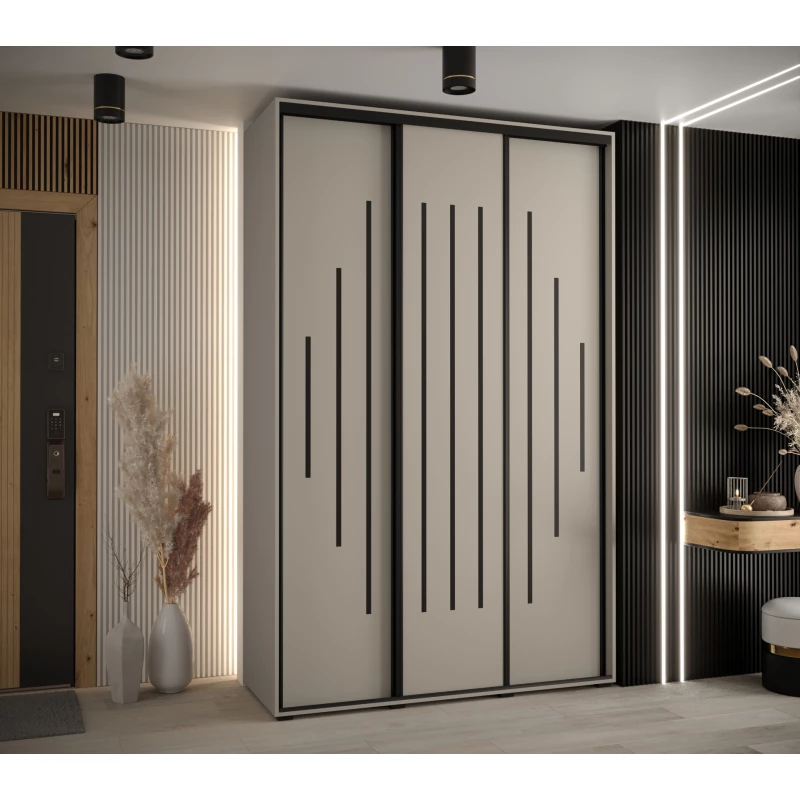 Šatní skříň INDIRA 12 - 160/60 cm, kašmír / černá