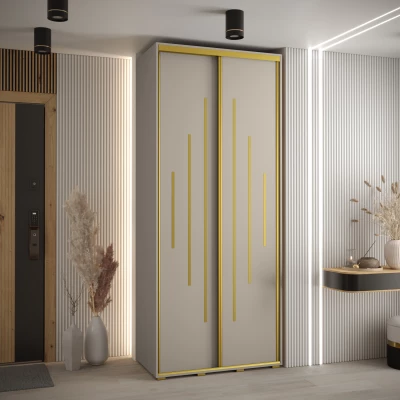 Šatní skříň INDIRA 12 - 110/60 cm, kašmír / zlatá