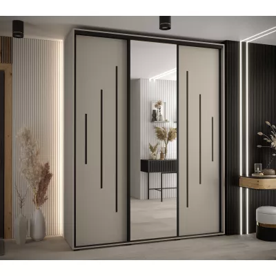 Šatní skříň INDIRA 13 - 200/60 cm, kašmír / černá