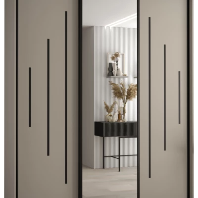 Šatní skříň INDIRA 13 - 200/60 cm, kašmír / černá