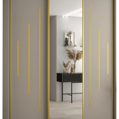 Šatní skříň INDIRA 13 - 190/60 cm, kašmír / zlatá