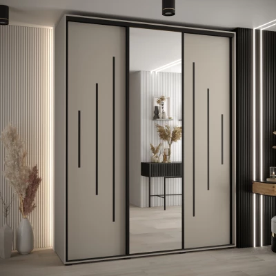 Šatní skříň INDIRA 13 - 190/60 cm, kašmír / černá