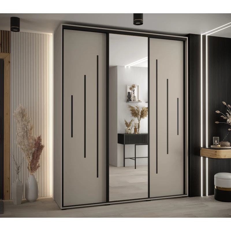 Šatní skříň INDIRA 13 - 190/60 cm, kašmír / černá