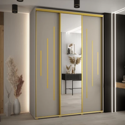 Šatní skříň INDIRA 13 - 180/60 cm, kašmír / zlatá