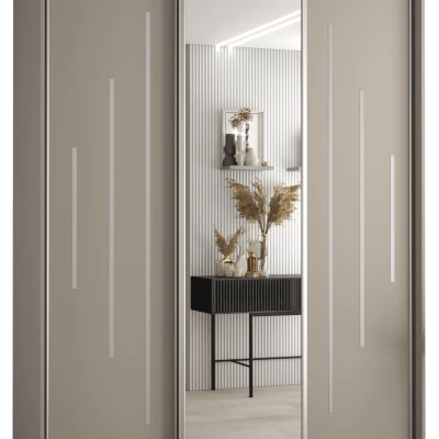 Šatní skříň INDIRA 13 - 180/60 cm, kašmír / stříbrná