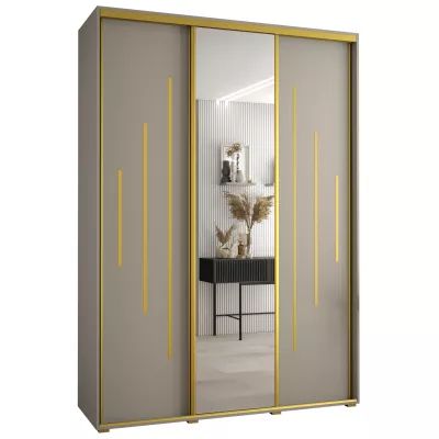 Šatní skříň INDIRA 13 - 170/60 cm, kašmír / zlatá