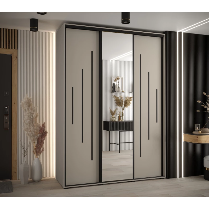 Šatní skříň INDIRA 13 - 170/60 cm, kašmír / černá