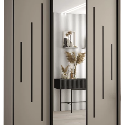 Šatní skříň INDIRA 13 - 170/60 cm, kašmír / černá