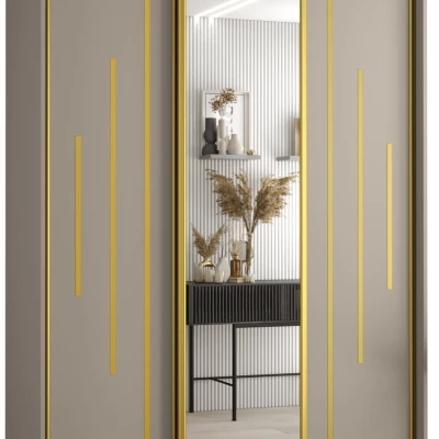 Šatní skříň INDIRA 13 - 150/60 cm, kašmír / zlatá