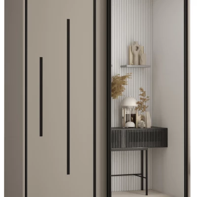 Šatní skříň INDIRA 13 - 130/60 cm, kašmír / černá