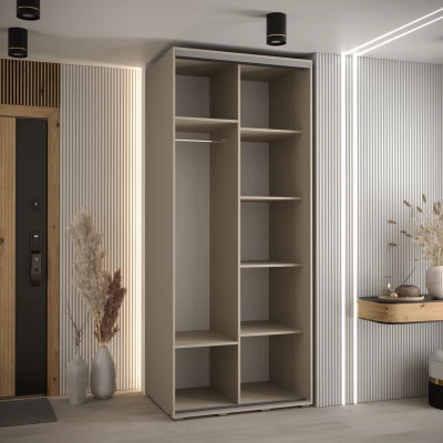 Šatní skříň INDIRA 13 - 120/60 cm, kašmír / stříbrná