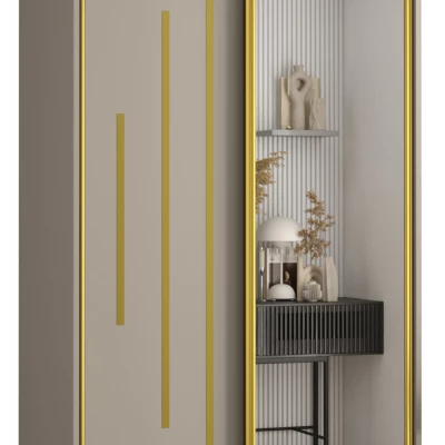 Šatní skříň INDIRA 13 - 100/60 cm, kašmír / zlatá