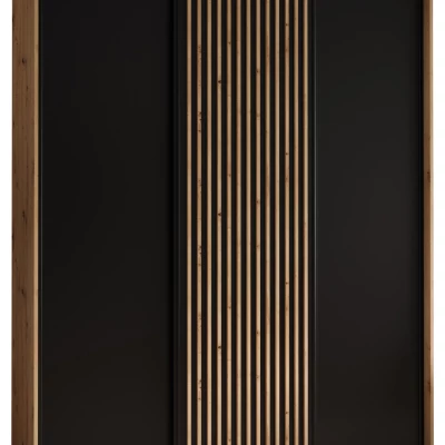 Šatní skříň FIDELIA 1 - 200/45 cm, dub artisan / černá / dub artisan