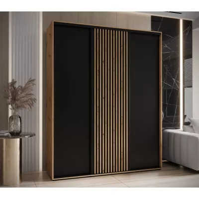 Šatní skříň FIDELIA 1 - 200/45 cm, dub artisan / černá / dub artisan