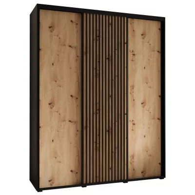 Šatní skříň FIDELIA 1 - 200/45 cm, černá / dub artisan / černá