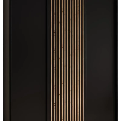 Šatní skříň FIDELIA 1 - 200/45 cm, černá / černá / dub artisan