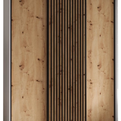 Šatní skříň FIDELIA 1 - 200/45 cm, bílá / dub artisan / černá