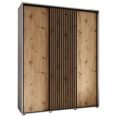 Šatní skříň FIDELIA 1 - 200/45 cm, bílá / dub artisan / černá