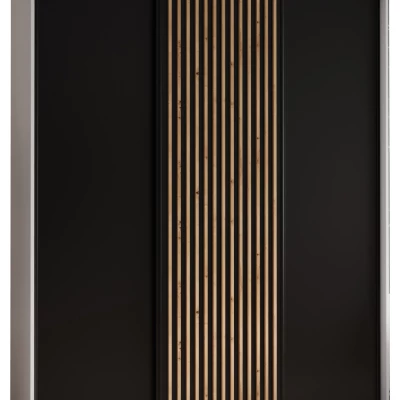 Šatní skříň FIDELIA 1 - 200/45 cm, bílá / černá / dub artisan