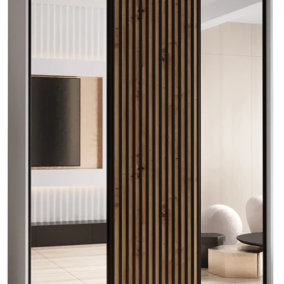 Šatní skříň FIDELIA 2 - 170/45 cm, bílá / dub artisan / černá