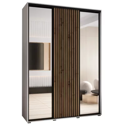 Šatní skříň FIDELIA 2 - 170/45 cm, bílá / dub artisan / černá