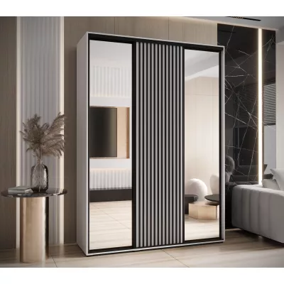 Šatní skříň FIDELIA 2 - 170/45 cm, bílá / bílá / černá