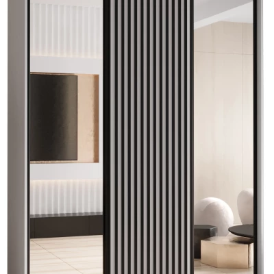 Šatní skříň FIDELIA 2 - 170/45 cm, bílá / bílá / černá