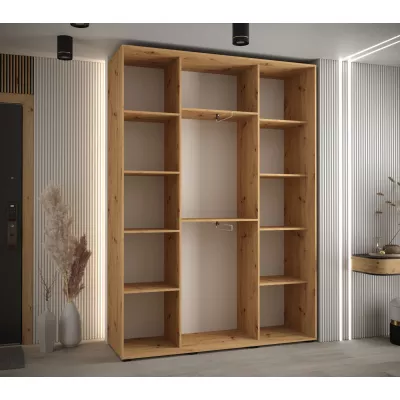 Šatní skříň FIDELIA 2 - 160/45 cm, dub artisan / dub artisan / černá