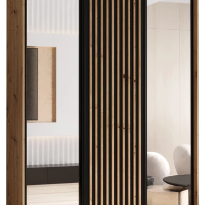 Šatní skříň FIDELIA 2 - 160/45 cm, dub artisan / černá / dub artisan