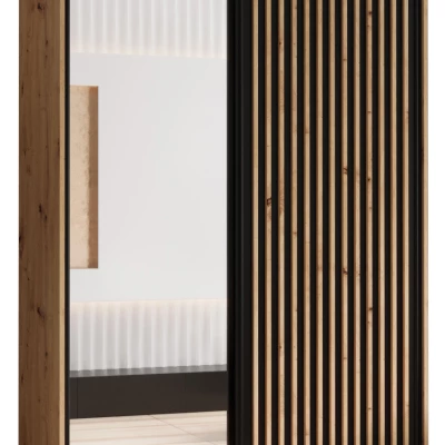 Šatní skříň FIDELIA 2 - 140/45 cm, dub artisan / černá / dub artisan