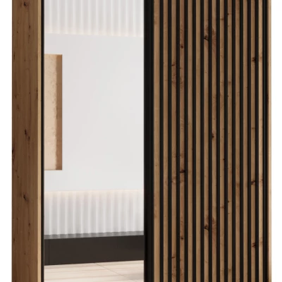 Šatní skříň FIDELIA 2 - 130/45 cm, dub artisan / dub artisan / černá