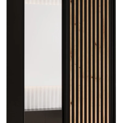 Šatní skříň FIDELIA 2 - 120/45 cm, černá / černá / dub artisan