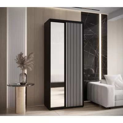 Šatní skříň FIDELIA 2 - 120/45 cm, černá / bílá / černá