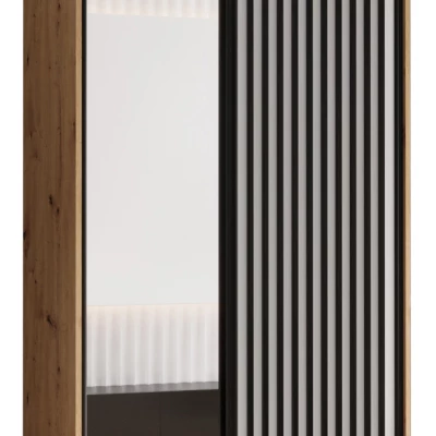 Šatní skříň FIDELIA 2 - 110/45 cm, dub artisan / bílá / černá