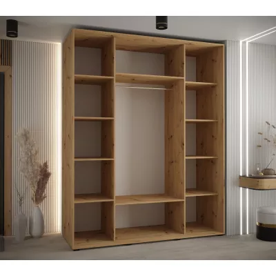 Šatní skříň FIDELIA 2 - 190/60 cm, dub artisan / dub artisan / černá