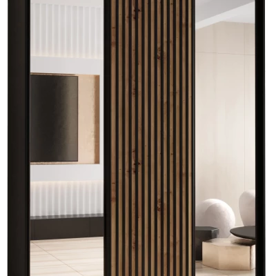 Šatní skříň FIDELIA 2 - 170/60 cm, černá / dub artisan / černá