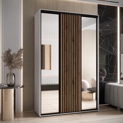 Šatní skříň FIDELIA 2 - 160/60 cm, bílá / dub artisan / černá