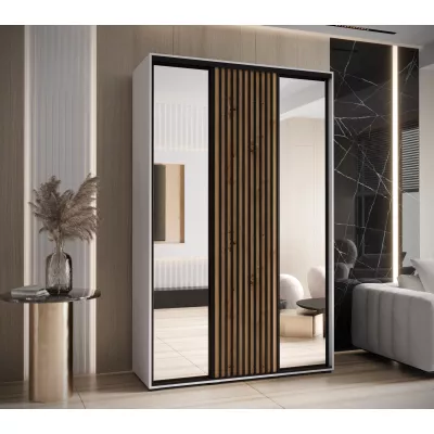 Šatní skříň FIDELIA 2 - 160/60 cm, bílá / dub artisan / černá