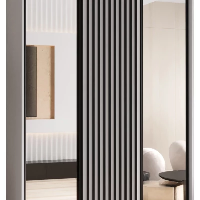 Šatní skříň FIDELIA 2 - 150/60 cm, bílá / bílá / černá