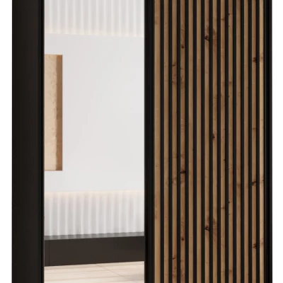 Šatní skříň FIDELIA 2 - 140/60 cm, černá / dub artisan / černá