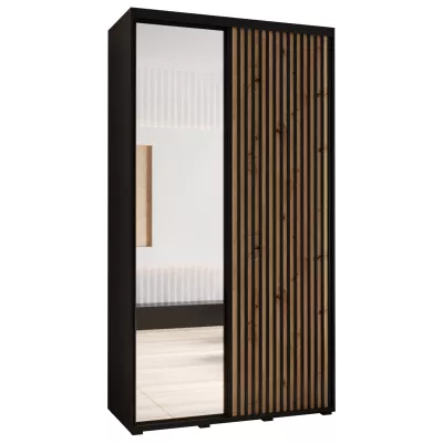 Šatní skříň FIDELIA 2 - 140/60 cm, černá / dub artisan / černá