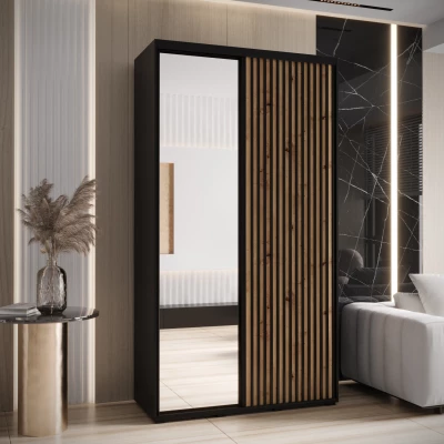 Šatní skříň FIDELIA 2 - 140/60 cm, černá / dub artisan / černá